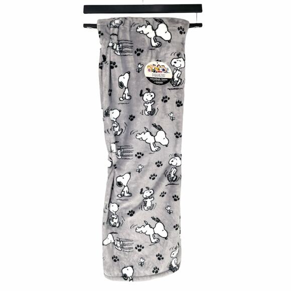 Peanuts Snoopy and Woodstock Throw Blanket Gray 50x70 - Picture 1 of 9